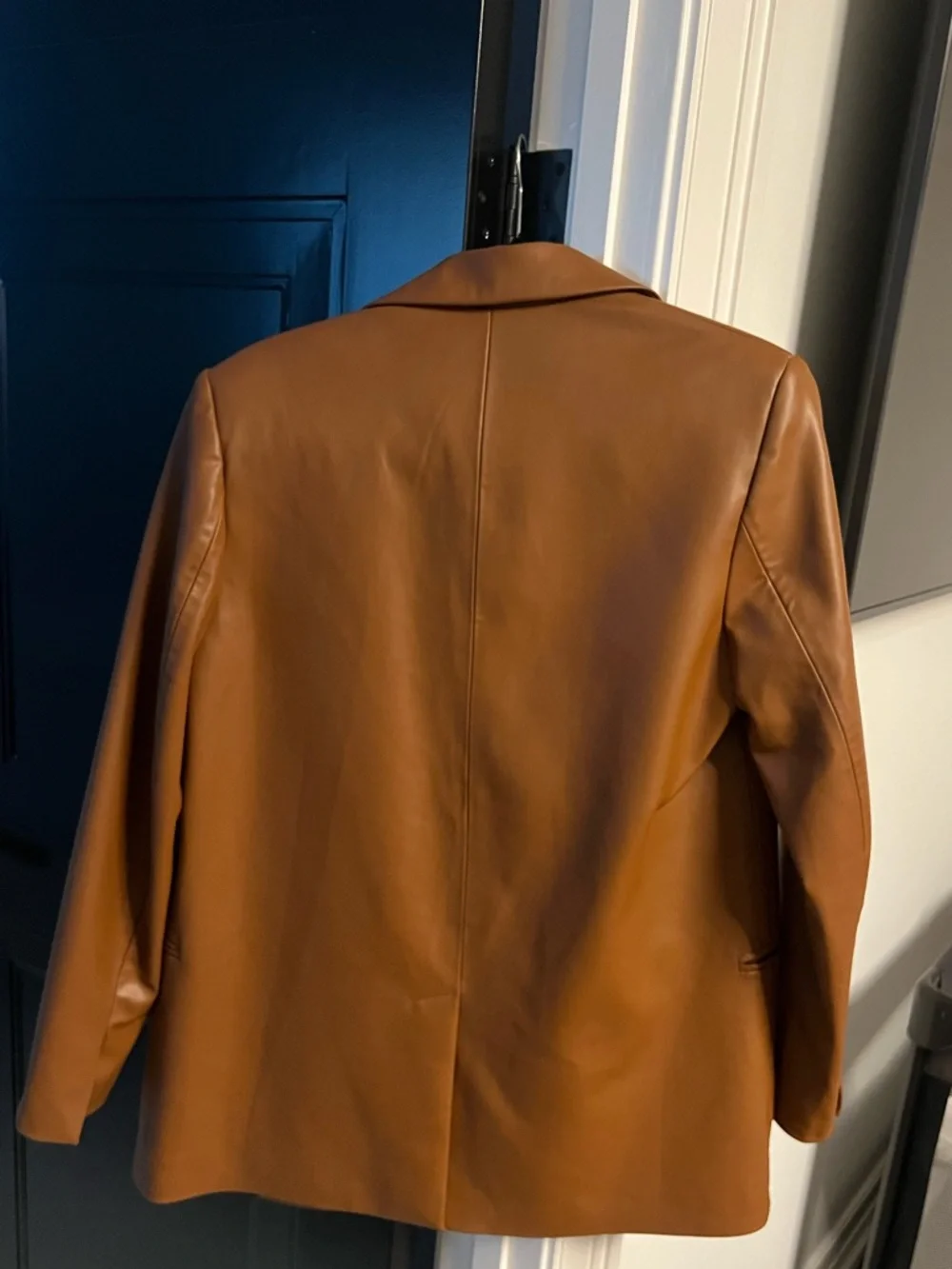 NWOT ZARA Tan Faux Leather Blazer Jacket - Picture 4 of 4